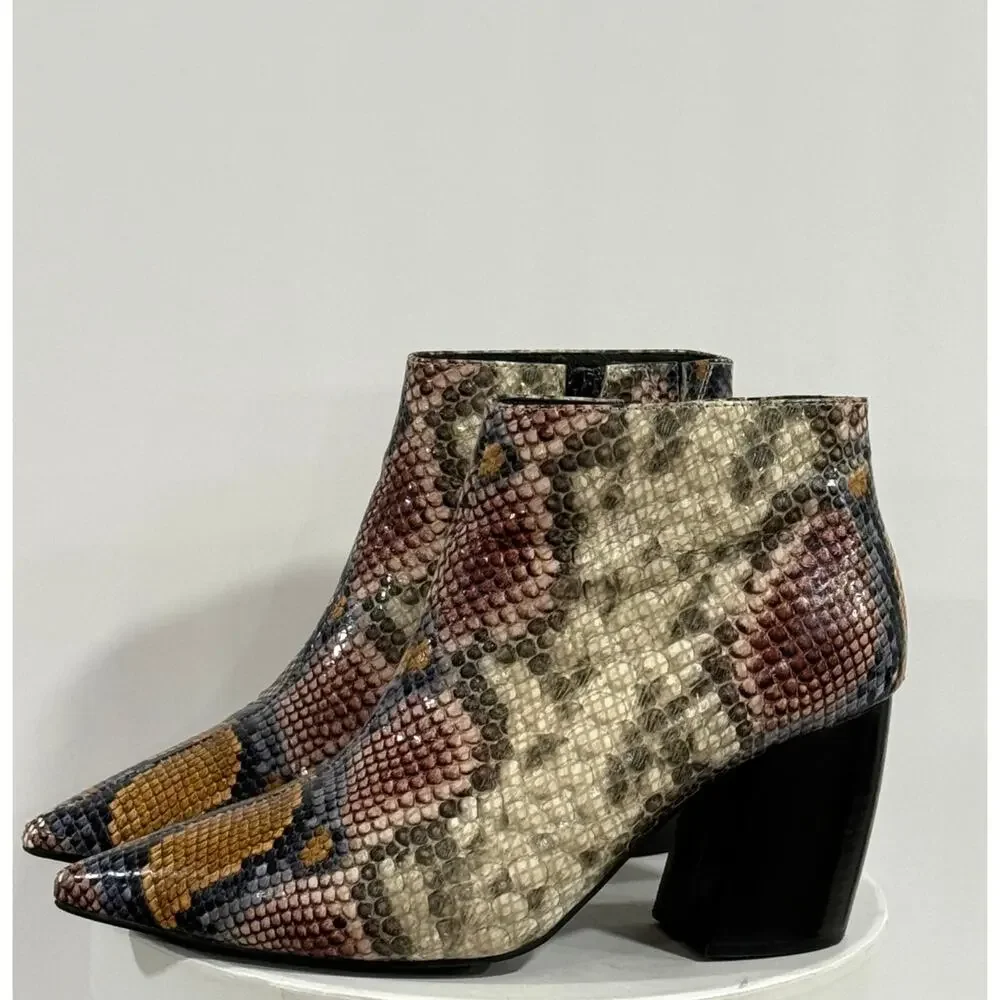 Jeffrey Campbell Kiani Snake Print Western Pointed Toe Sculptural Heel Booties 7 - Picture 7 of 9